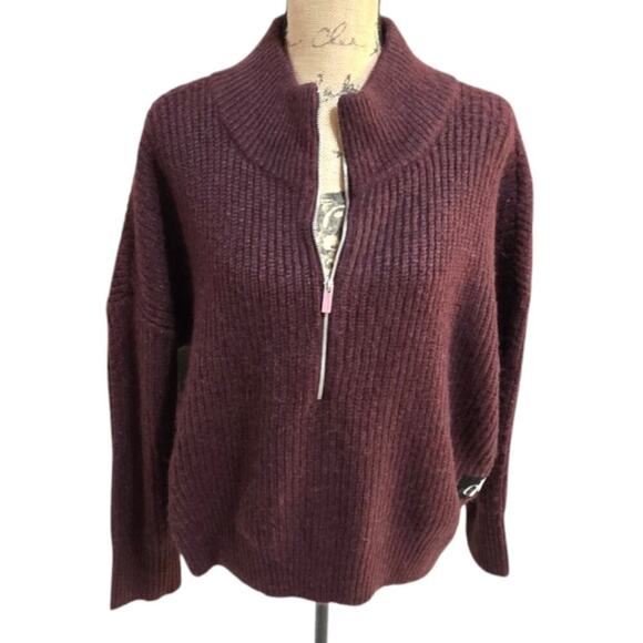 Calvin Klein Plum 1/2 Zip Ribbed Mock Neck Sweater Size XL - Picture 2 of 7